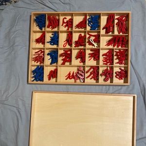Authentic Montessori Moveable Alphabet, Cursive